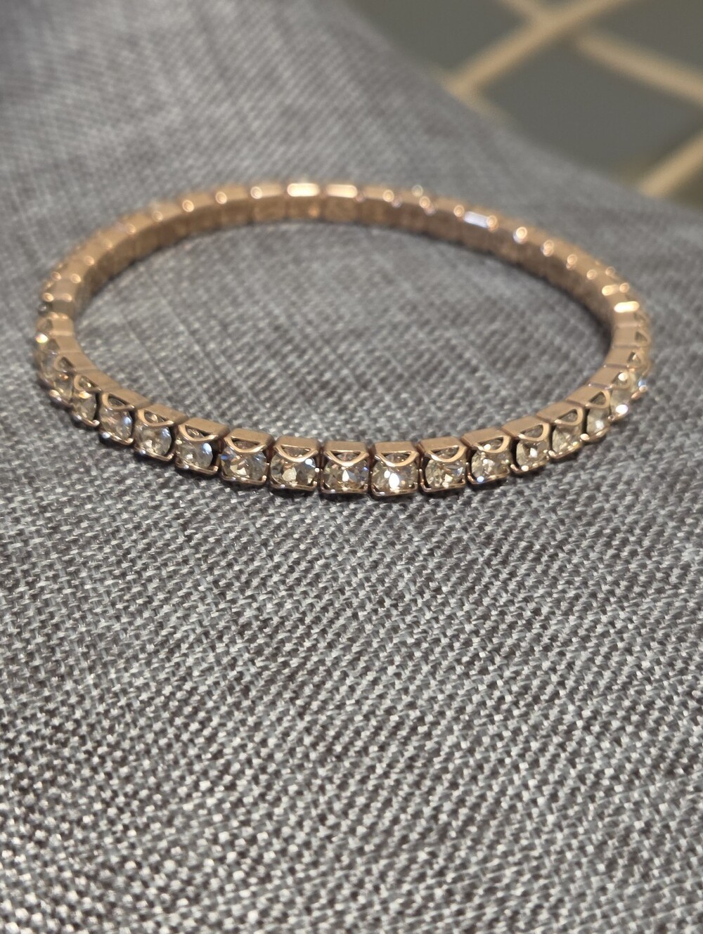 Rose Gold Silk Stretch Bracelet Touchstone Crystal by Swarovski